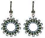 image for earring dangling Africanica green/turquoise antique silver (hang-in small round element with stones around)