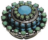 image for ring Africanica green/turquoise antique silver (small round element with stones around)