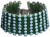 image for bracelet Africanica blue antique silver (7 rows PP 31: op. turquoise stones bended with green thread)