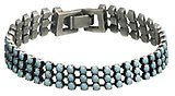 image for bracelet Africanica blue antique silver (3 rows PP 18: op. turquoise stones)