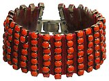 image for bracelet Africanica orange antique brass (7 rows PP 31: op. orange stones bended with red thread)