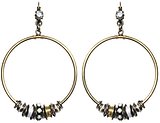 image for earring eurowire dangling Beduin white antique silver (SS 24: crystal silver shade; hang-in small metal ring with several bended thread elements, stones & round rings)