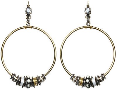 image for earring eurowire dangling Beduin white   SS 24: crystal silver shade; hang-in small metal ring with several bended thread elements, stones & round rings