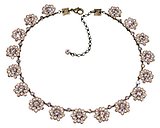 image for necklace Beaded Lights beige antique brass (17 pearl bended flowers along the neckline)