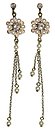 image for earring stud dangling Beaded Lights beige antique brass (PP 32: silk; pearl bended flower with 3 hang-ins)