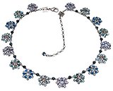 image for necklace Beaded Lights blue antique silver (17 diamond-cut beads bended small flowers along the neckline)