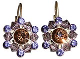 image for earring eurowire Beaded Lights brown/violet antique brass (SS 29: lt.colorado topaz, PP 24: tanzanite; bended with lt.amethyst satin diamond-cut beads)