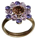 image for ring Beaded Lights brown/violet antique brass (SS 29: lt.colorado topaz, PP 24: tanzanite; bended with lt.amethyst satin diamond-cut beads)