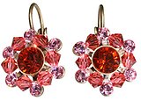 image for earring eurowire Beaded Lights coralline/light rose antique brass (SS 29: indian red, PP 24: lt.rose; bended with padparadscha diamond-cut beads)
