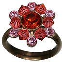 image for ring Beaded Lights coralline/light rose antique brass (SS 29: indian red, PP 24: lt.rose; bended with padparadscha diamond-cut beads)