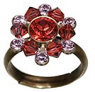 image for ring Beaded Lights coralline/light rose antique brass (SS 29: padparadscha, PP 24: lt.amethyst; bended with padparadscha satin diamond-cut beads)