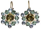 image for earring eurowire Beaded Lights green/brown antique brass (SS 29: khaki, PP 24: indian sapphire; bended with erinite satin diamond-cut beads)