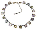 image for necklace Beaded Lights pastel multi antique brass (17 diamond-cut beads bended small flowers along the neckline)