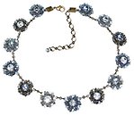 image for necklace Beaded Lights light blue antique brass (13 bended flowers connected together)