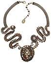 image for necklace collier Las Vegas brown antique brass (big oval element in the centre & snake-shape elements left & right)