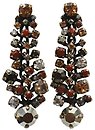 image for earring stud dangling Las Vegas brown antique brass (multiple different stones in line)