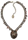 image for necklace Las Vegas brown antique brass (oval element with 18 mm crystal golden shadow; chain with different stones along the neckline)