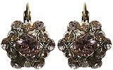 image for earring eurowire Bended Lights beige antique brass (center: vintage rose, middle: crystal golden shadow, edge: silk)