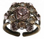 image for ring Bended Lights beige antique brass (center: vintage rose, middle: crystal golden shadow, edge: silk)