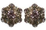 image for earring stud Bended Lights beige antique brass (center: vintage rose, middle: crystal golden shadow, edge: silk)