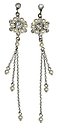 image for earring stud dangling Beaded Lights white antique silver (PP 32: crystal; pearl bended flower with 3 hang-ins)