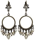image for earring eurowire dangling Pearl 'n' Flowers white antique brass