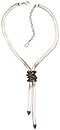 image for necklace-Y Gordian Knot black Light Antique Silver (bended knot with jet hematite stones on a chain neckline)