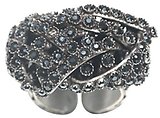 image for ring Gordian Knot black Light Antique Silver (bended knot with jet hematite stones)