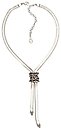 image for necklace-Y Gordian Knot white Light Antique Silver (bended knot with crystal silver shade stones on a chain neckline)