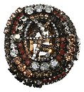 image for ring Las Vegas brown antique brass (big; stone in the centre surrounded by different kinds of stones)