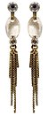 image for earring stud dangling Eye of the Cobra white antique brass (SS 34: crystal; hang-in 18 X 11 mm crystal silver shade oval stone & several chain in line)