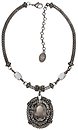 image for necklace Eye of the Cobra white silver antique silver (oval pendant with 30 X 22 mm crystal silver shade oval stone in the centre)