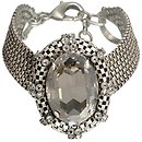 image for bracelet Eye of the Cobra white silver antique silver (30 X 22 mm crystal silver shade oval stone & chain together)