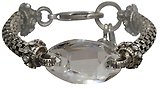 image for bracelet Eye of the Cobra white silver antique silver (28 X 17 mm crystal silver shade oval stone & chain together)
