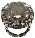 image for ring Eye of the Cobra white silver antique silver (30 X 22 mm crystal silver shade oval stone around)