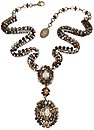 image for necklace-Y Las Vegas brown antique brass (snake-shape neckline & 2 oval elements in the centre)