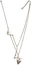 image for necklace (long) The Alchemist white Very Light Antique Silver (2 lines; hang-in pearls in line, big heart with wing & key in the centre; snake & apple on chain neckline)