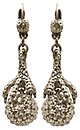 image for earring eurowire dangling The Alchemist white Very Light Antique Silver (SS 24: crystal silver shade; hang-in raven-claw-metal & ball with crystal silver shade stones)