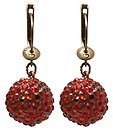 image for earring dangling The Alchemist red antique brass (hang-in ball with siam stones around)