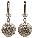 image for earring dangling The Alchemist white Very Light Antique Silver (hang-in ball with crystal silver shade stones around)