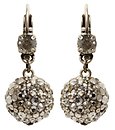 image for earring eurowire dangling The Alchemist white Very Light Antique Silver (SS 24: crystal silver shade; hang-in ball with crystal silver shade stones around)