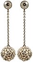 image for earring stud dangling The Alchemist white Very Light Antique Silver (SS 34: crystal silver shade; hang-in chain & ball with crystal silver shade stones around)