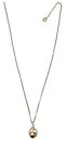 image for necklace pendant (long) The Alchemist white Very Light Antique Brass/Very Light Antique Silver (raven-claw-metal & ball on a 72 cm chain neckline)