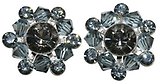 image for earring stud Beaded Lights blue antique silver (SS 29: black diamond, PP 24: indian sapphire; bended with aquamarine satin diamond-cut beads)
