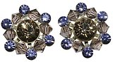 image for earring stud Beaded Lights brown/violet antique brass (SS 29: lt.colorado topaz, PP 24: tanzanite; bended with lt.peach satin diamond-cut beads)