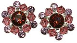 image for earring stud Beaded Lights coralline/light rose antique brass (SS 29: indian red, PP 24: lt.rose; bended with padparadscha diamond-cut beads)