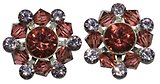 image for earring stud Beaded Lights coralline/light rose antique brass (SS 29: padparadscha, PP 24: lt.amethyst; bended with padparadscha satin diamond-cut beads)