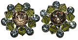image for earring stud Beaded Lights green/brown antique brass (SS 29: lt.colorado topaz, PP 24: indian sapphire; bended with olivine diamond-cut beads)