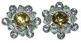 image for earring stud Beaded Lights green/brown antique brass (SS 29: khaki, PP 24: indian sapphire; bended with erinite satin diamond-cut beads)