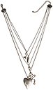 image for necklace (long) The Alchemist white Very Light Antique Silver (4 lines; hang-in big heart, apple with snake, wing & key on chain neckline)